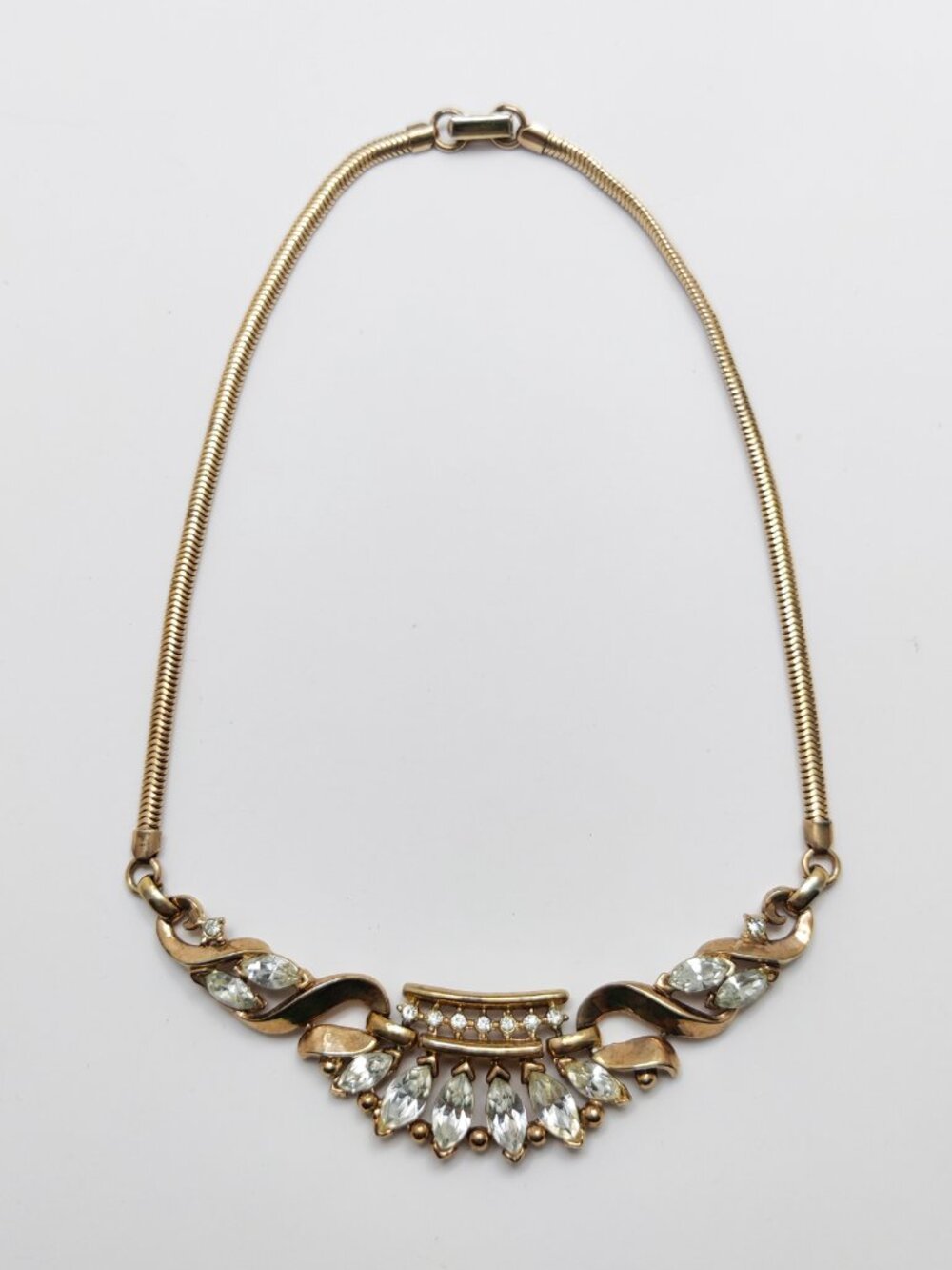 Vintage 1950 Signed Crown Trifari PAT PEND Philippe Book Piece Coronet Necklace - Picture 4 of 5